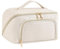 Groß Kosmetiktasche Schminktasche wasserdichte PU-Leder Reise Make-up-Tasche mit Große Weit Offener Tasche für Damen Frauen (Vintage-Beige)