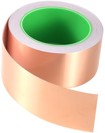 FIFIBANG 70mm*20M Kupferband Gegen Schnecken Schneckenschutz,Beidseitig Leitende EMI Kapton Tape, Selbstklebend Kupferfolie Kupferband für EMI Abschirmung, Schneckenschutz, Elektro Reparatur