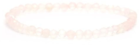 LAKADA Bracelet en quartz rose véritable pierre précieuse avec perles à facettes de 4 mm - différentes longueurs - bracelet en pierres précieuses porte-bonheur talisman cadeau
