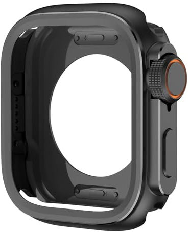 VEVEL Metall Bumper Case für Apple Watch 46mm 45mm 44mm Schutzrahmen Abdeckung für iWatch Serie 10 9 8 7 6 5 SE Wechsel zu Ultra 2 49mm WatchCase(Black)