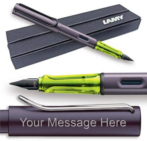 Lamy Al-Star Füllfederhalter, Farbe und Federbreite wählbar (inklusive Geschenkbox) – Gravur erhältlich (Feder für Linkshänder, Aubergine)