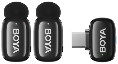 Boya Mini micrófono Lavalier inalámbrico para iPhone 15/16 Android USB-C Plug, ultra mini micrófono con reducción de ruido, cambio de voz IA, micrófono de solapa para grabación de video, vlogging
