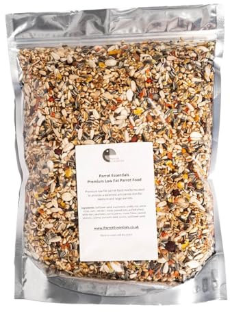 Parrot Essentials Low Sunflower Parrot Food Seed Mix – Nutrient-Rich, Low-Fat Blend for Medium & Large Parrots (1Kg)