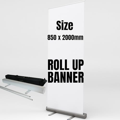 SelfHold Personalised Roll Up Banner Stand 85cm x 200cm - Display Exhibition Stand Pop/roll/pull up Including FREE Hardware + FREE Carry Bag | Custom Roll up banner stand for events & occasions