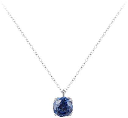 Tolldek 14K Au585 Weißgold Kette Damen Anhänger, Damenkette Vintage Achteckig mit Labor Erstellt Saphir Rundschliff Blau, Frauen Halsketten Gold 585 Echt Gold, 40+5