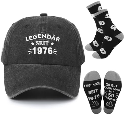 Utensilsto Geburtstagsgeschenk für Männer 50, Lustige Angler Geschenke zum Mann Baseball Cap und Lustige Socken Herren Geburtstagsgeschenke Vatertagsgeschenk für Papa,Opa,Ehemann