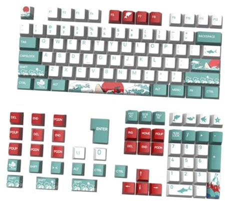 FIXOSHEE 129 Piezas Coral Sea Keycap Pbt Xda Perfil Teclas para Teclado Mecánico para Gaming con Sublimación Térmica Cinco Caras y Ligero