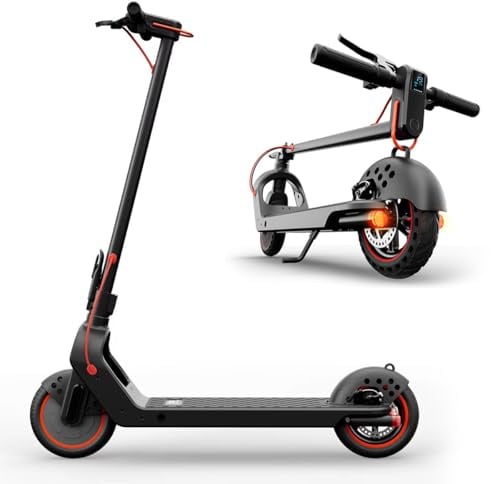 300W E-Scooter für Erwachsene, 10.4Ah Akku mit 25km Reichweite & Max 20km/h, 8,5 Zoll Wabenreifen + Doppelsystembremsen, LED Licht/Blinker/APP-Steuerung, Breite Pedale – Ideal für Pendeln/Stadtverkehr