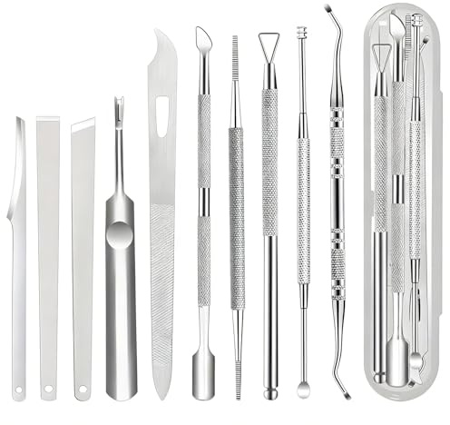 xiluuyou Kit de uñas Encarnadas, Juego de 10 Limas y Levantadores de uñas Encarnadas, Acero Inoxidable Kit Kit de Herramientas de Pedicura para Cuidados de Pedicura