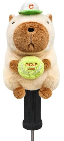 RLOMUTE Capybara - Copritesta per mazza da golf, con simpatici animali, adorabile e coccolosa, accessorio divertente per mazze da golf, adatto per Hybird/Fairway, regalo per uomini, bambini, ragazzi e