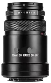 Vollformat 25 mm F2.8 2x-5x Ultra-Makro-Objektiv (manuell), kompatibel mit Sony E, Canon RF, Nikon Z, Fuji X und Lumix L-Mount(XF)