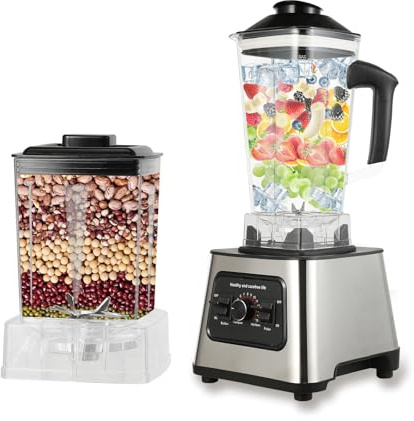 3 in 1 Multi-Function Professional Blender Food Processor - 2.5L+2L+0.8L Juicer Smoothie Maker with 15 Speeds, 1200W Smoothie Maker, Ice Crush (B)