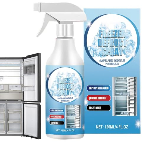 Freezer Defroster 120ml Fast Remove Safe Melt Ice Kitchen Mist | Fridge Cleaner for Vehicle Windshield Dashboard Interior Exterior Winter Fridge Office Storage