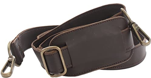 LECONI Trageriemen Leder Schulterriemen breiter Schultergurt für Taschen Umhängegurt längenverstellbar 3,5x150cm dunkelbraun LEC-R3