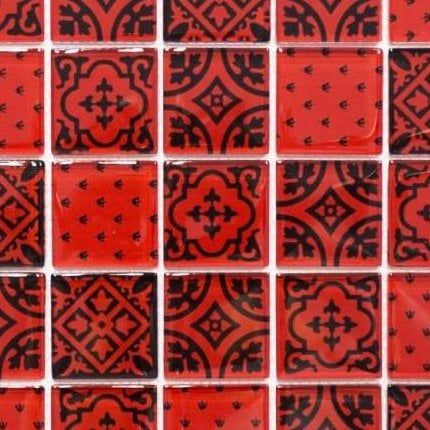 Piastrelle in vetro effetto mosaico, stile vintage, colore rosso, per parete, bagno, doccia, cucina, specchio, rivestimento, vasca da bagno, pannello a mosaico