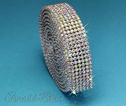 Hotfix Crystal Mesh Strassband SS6 Borte zum aufbügeln, Strasssteine, Breite wählbar, Mind. 1,15m lang 6reihig = 14mm x ca. 1150 mm