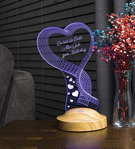 Personalisierte Geschenke Premium 3D Led Lampe Muttertagsgeschenk Nachttischlampe Ein Herz für Weihnachten Geburtstag Partnergeschenk…