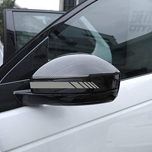Autodomy Autocollant Rétroviseur 6 Unités d'autocollants pour Rétroviseur de Voiture | Adhésif avec Différentes Largeurs Design Sport en Rayures | Autocollants pour Voiture (Argent)