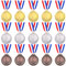 Swpeet Lot de 15 médailles de récompense en métal avec ruban de cou, style olympique, 5,1 cm
