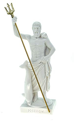 Kremers Schatzkiste Alabaster Figur Poseidon mit Dreizack Gott des Meeres 15 cm weiß Glück Meer