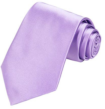 TIE G Solid Color Satin Mens Ties Woven Silky Touch 8.5 cm / 3.35 inches Neck Tie in Gift Box (Lilac 4064)