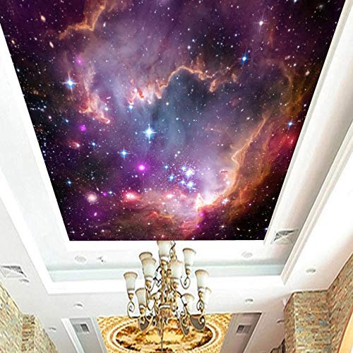 Plafond de plafond_3d en trois dimensions grande murale couleur salon chambre plafond papier peint univers ciel étoilé nuagePapier Peint 3D Faux Cuir Vinyle Mural Chambre Salle-430cm×300cm