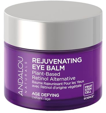 Andalou Naturals Age Defying Rejuvenating Eye Balm - Plant-Based Retinol Alternative - Gentle, Hydrating Eye Cream With Bakuchiol to Help Reduce Appearance of Wrinkles - 0.45 Oz