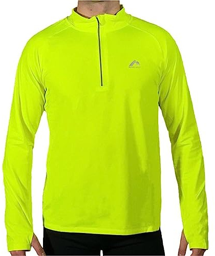More Mile Vivid Half Zip Long Sleeve Mens Running Top - Yellow - XL