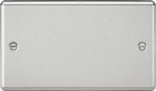 Raised Rounded Edge Wall Switch Socket Electrical Dummy Brushed Chrome Double Blanking Blank Face Plate Screw (Double, Brushed Chrome)