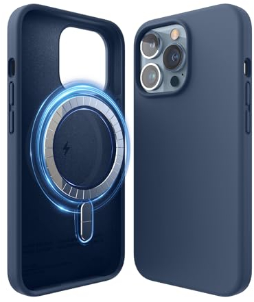 elago Magnetic Silicone Case Compatible with iPhone 13 Pro Case (6.1) Compatible with MagSafe, Built-in Magnets, Premium Silicone, Protective Cover, Compatible with MagSafe Accessories (Jean Indigo)
