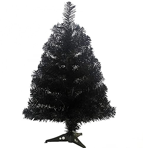 Bontannd 60cm Artificial Christmas Tree with Plastic Stand Holder Base for Christmas Home Party Decortaion (black)