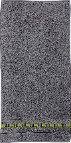 Erwin Müller Duschtuch - Achern - 500g/m² - schnell trocknend, extra saugstark, beidseitige Schlaufen - Größe 70x140 cm grau/grün