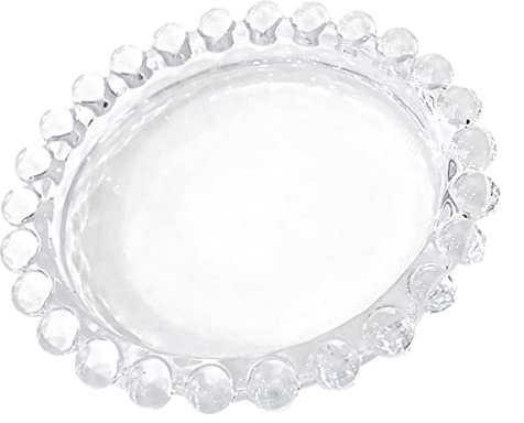 Kichvoe Assiette en Verre à Bord Perlé Assiette à Salade Créative Plat de de Maison Plat à Apéritif Rangement Bijoux