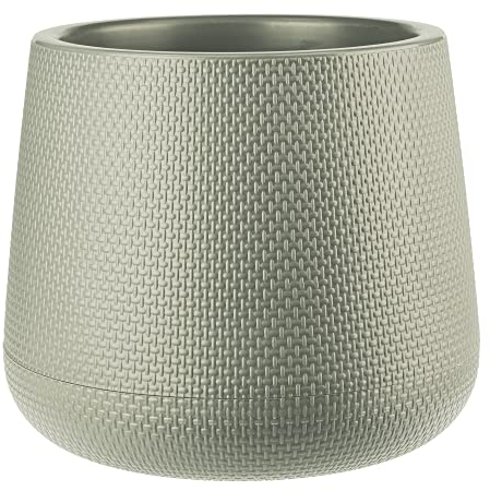 VERDENIA Agate 23653 - Vaso da fiori leggero, design decorativo per piante, per interni ed esterni, in plastica, rotondo, in diversi colori, 23 cm, colore: Beige
