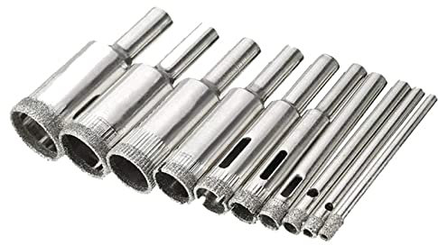 Juego de brocas de diamante, juego de 10 brocas de diamante, sierra perforadora de 3 a 18 mm para revestimiento de diamante, acero al carbono, vidrio, cerámica, porcelana, ladrillo, mármol