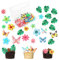 148 Pcs Essbare Tropische Schildkrötenblätter Cupcake Topper Blumen Kuchen Deckel Blätter Tortendeko für Party Hochzeit Geburtstag