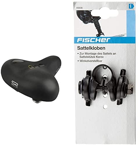Selle Royal Erwachsene Elastomer Gel Tourensattel, schwarz, One Size & Fischer 85638 Sattelkloben, schwarz, One Size
