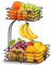 Bomclap Cesta de frutas de 2 pisos con soporte para plátanos, para el mostrador de la cocina, extraíble, frutero de metal, cocina, frutas, verduras, pan, aperitivos, cesta de almacenamiento, color