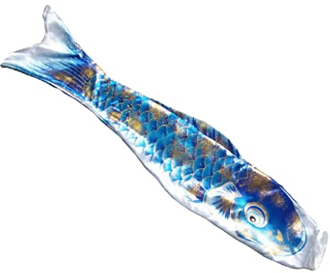 Japanische Windsack-Karpfen-Flagge, Koi, Nobori, Segelfische, 110 cm, Goldblau
