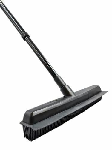 Rubber Broom Indoor Rubber Bristle Soft Sweeping Brush with Extending Handle