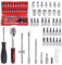 Swpeet 45Pcs 1/4 inch Drive Socket Ratchet Wrench Set and Bit Socket with 1Pc Storage Case Assortment Kit, Metric and Extension Bar for Auto Repairing and Household