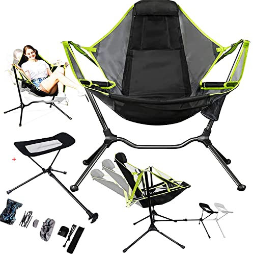 Chaise Pliante de Camping avec Repose-Pieds, Chaise à Bascule Pliante, balançoire, Chaise de Camping, Chaise à Bascule hamac avec Repose-Pieds, Chaise inclinable Pliante d'extérieur avec Sac