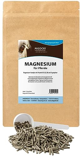 MIGOCKI Magnesium für Pferde mit Tryptophan und Vitamin-B-Komplex - pelletiertes Ergänzungsfuttermittel (1,5 kg Beutel)