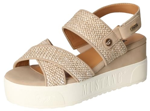 Mustang Damen 1459-803 Keilsandale, Beige, 38 EU