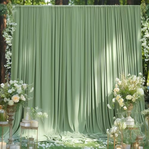 Suppromo Hintergrundvorhang für Hochzeit, Babyparty, faltenfrei, für Partys, Brautparty, Geburtstag, Foto, Fotografie, Polyester, 3 x 2,1 m, Salbeigrün