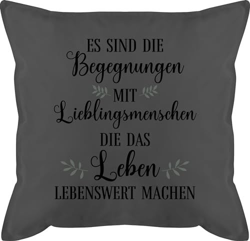 Kissen 50x50 - Freund - Lieblingsmensch Geschenk - Lieblingsmenschen Geschenke - Seelenverwandt - 50 x 50 cm - Grau - Bester für Freunde seelenverwandte kissenbezüge seelenverwandter Beste