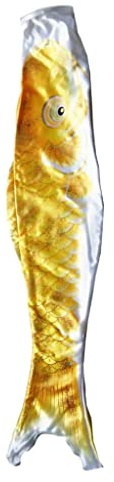 Leisurealeaneag Japanischer Windsack Karpfen Flagge Garten Koi Nobori Segelfisch 110cm Gold Gelb