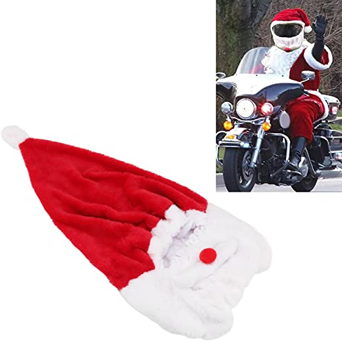 MINGZHE Weihnachtsmann-Motorradhelm-Überzug, Weihnachtshelm-Überzug, Plüsch, Kratzfest, Motorradhelm-Mütze für Unterhaltungsdekoration