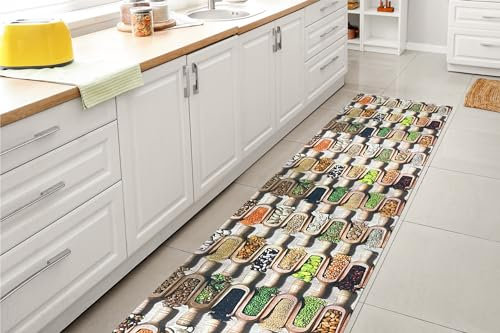 GL Home Tappeto Cucina Antiscivolo Made in Italy Passatoia Antimacchia Multiuso Corridoio Soggiorno Lavabile in Lavatrice - Legumi - 50x100 cm