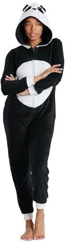 Loungeable Damen Jumpsuit Langer Overall Einteiler Panda Bär 798065 Tier-Kostüm M